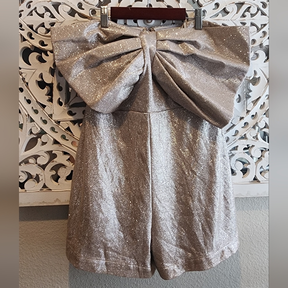 AUDETTE ASTRA FRONT BOW ROMPER CHAMPAGNE COLOR SIZE LARGE - Picture 11 of 13